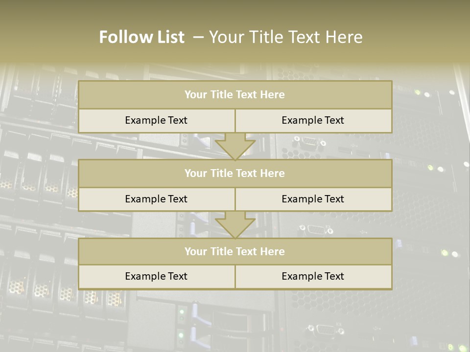 A Row Of Servers With The Words Name Of Presentation On Them PowerPoint Template