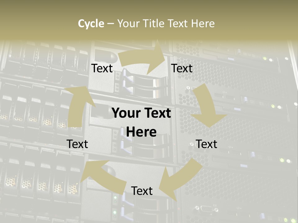 A Row Of Servers With The Words Name Of Presentation On Them PowerPoint Template