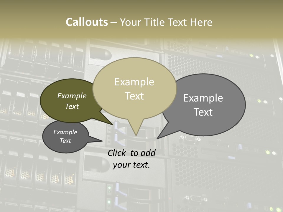 A Row Of Servers With The Words Name Of Presentation On Them PowerPoint Template