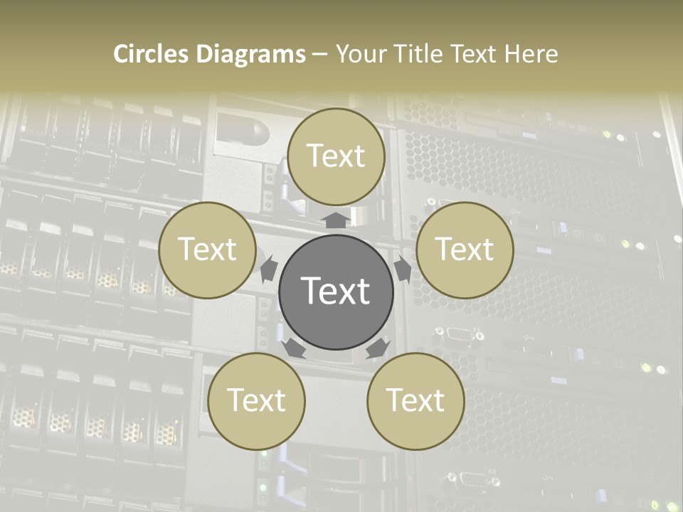 A Row Of Servers With The Words Name Of Presentation On Them PowerPoint Template