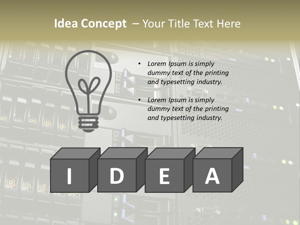 A Row Of Servers With The Words Name Of Presentation On Them PowerPoint Template