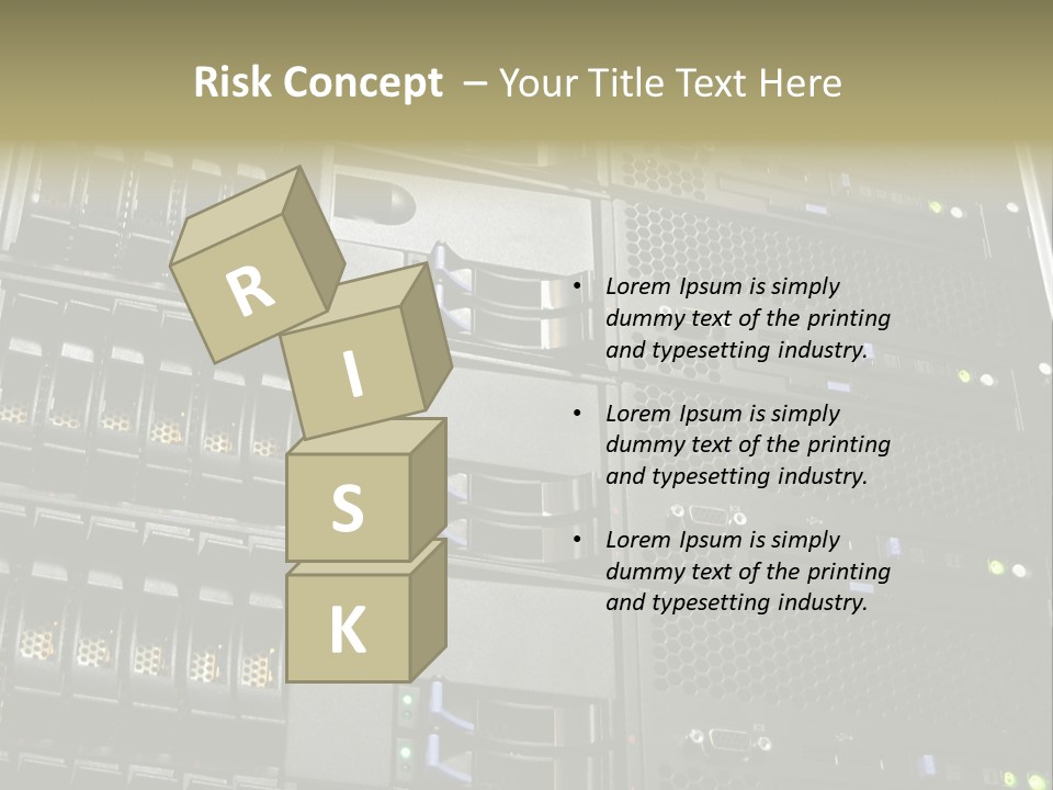 A Row Of Servers With The Words Name Of Presentation On Them PowerPoint Template