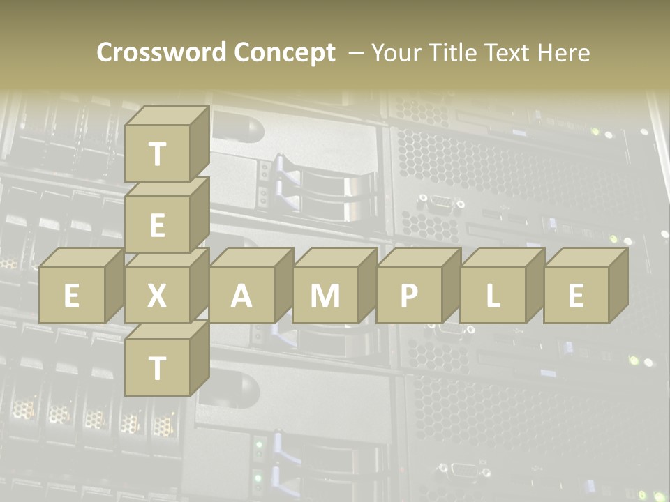 A Row Of Servers With The Words Name Of Presentation On Them PowerPoint Template