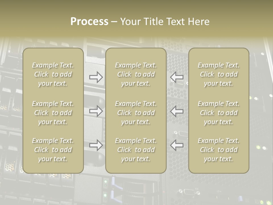 A Row Of Servers With The Words Name Of Presentation On Them PowerPoint Template