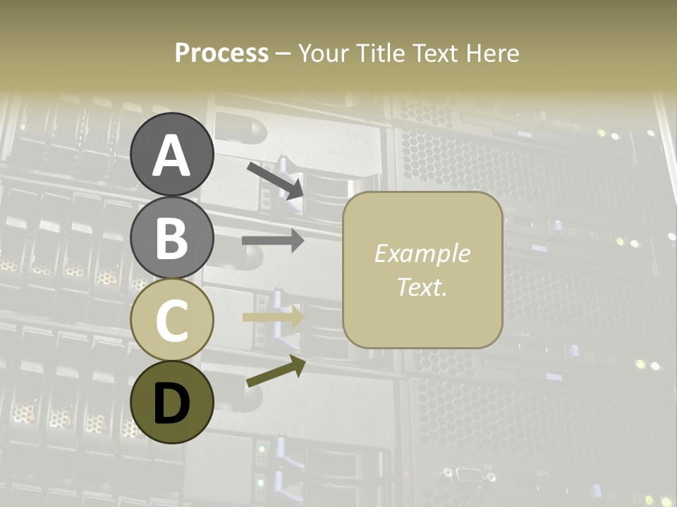 A Row Of Servers With The Words Name Of Presentation On Them PowerPoint Template