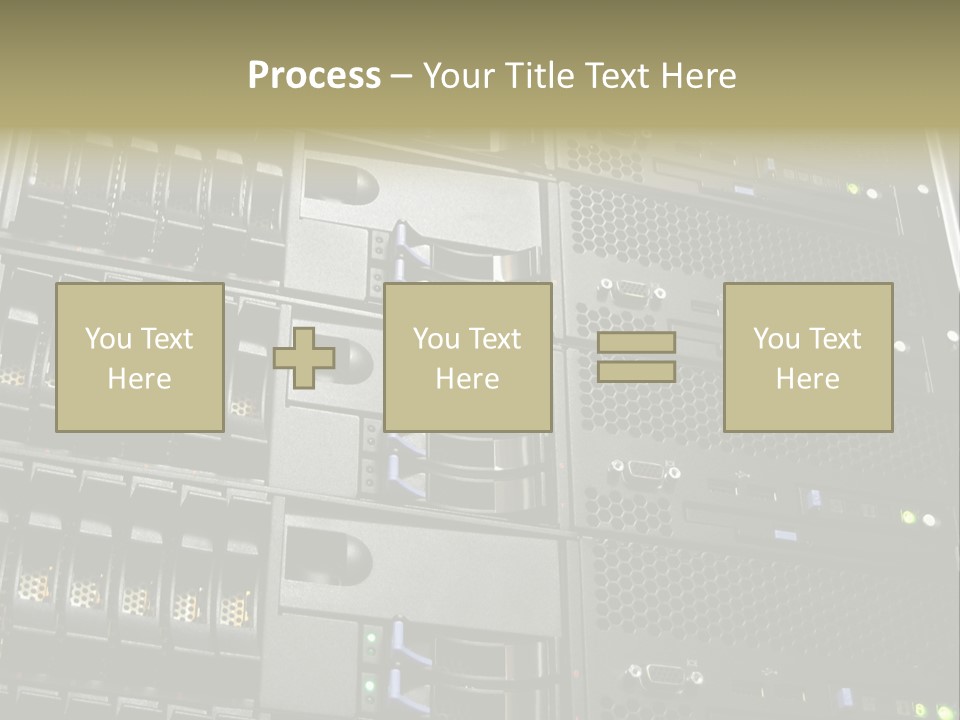 A Row Of Servers With The Words Name Of Presentation On Them PowerPoint Template
