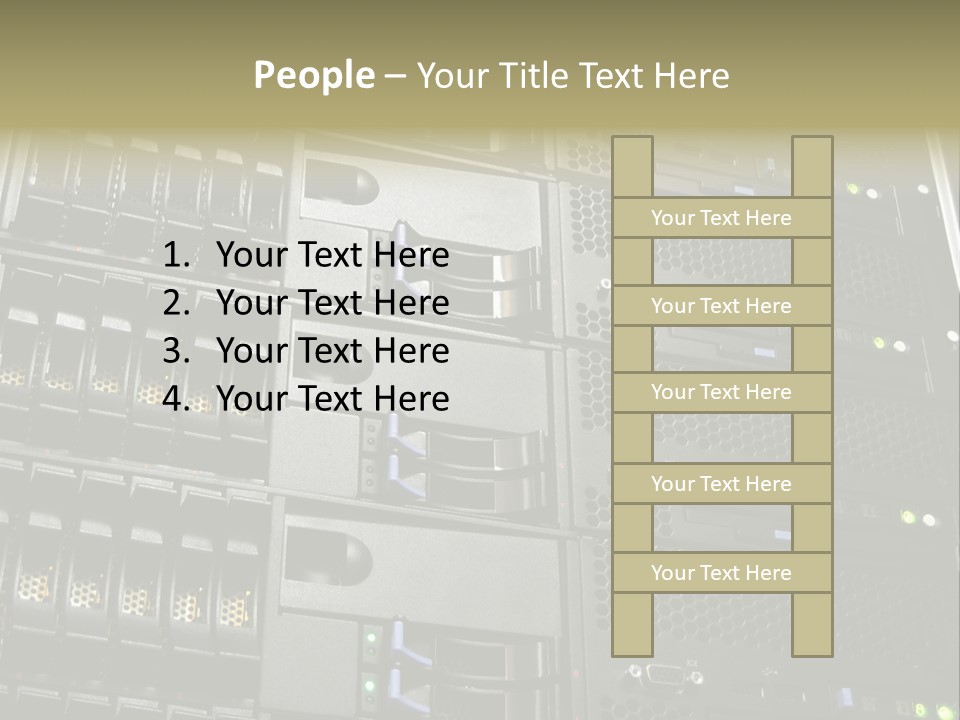 A Row Of Servers With The Words Name Of Presentation On Them PowerPoint Template