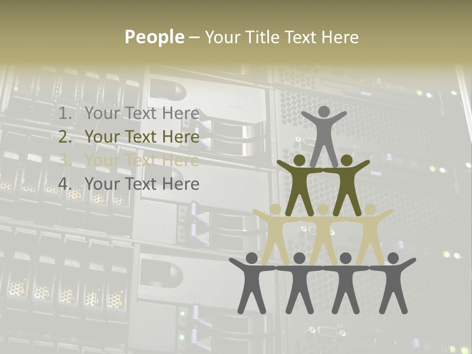 A Row Of Servers With The Words Name Of Presentation On Them PowerPoint Template