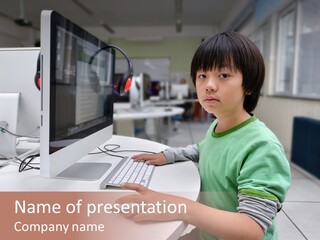 Child White Handsome PowerPoint Template