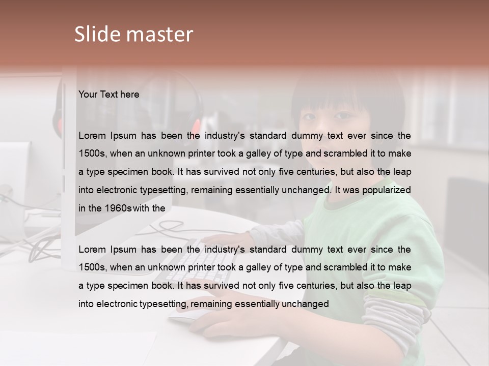 Child White Handsome PowerPoint Template