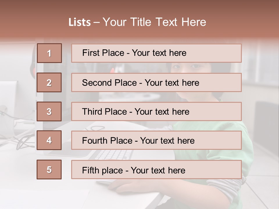 Child White Handsome PowerPoint Template