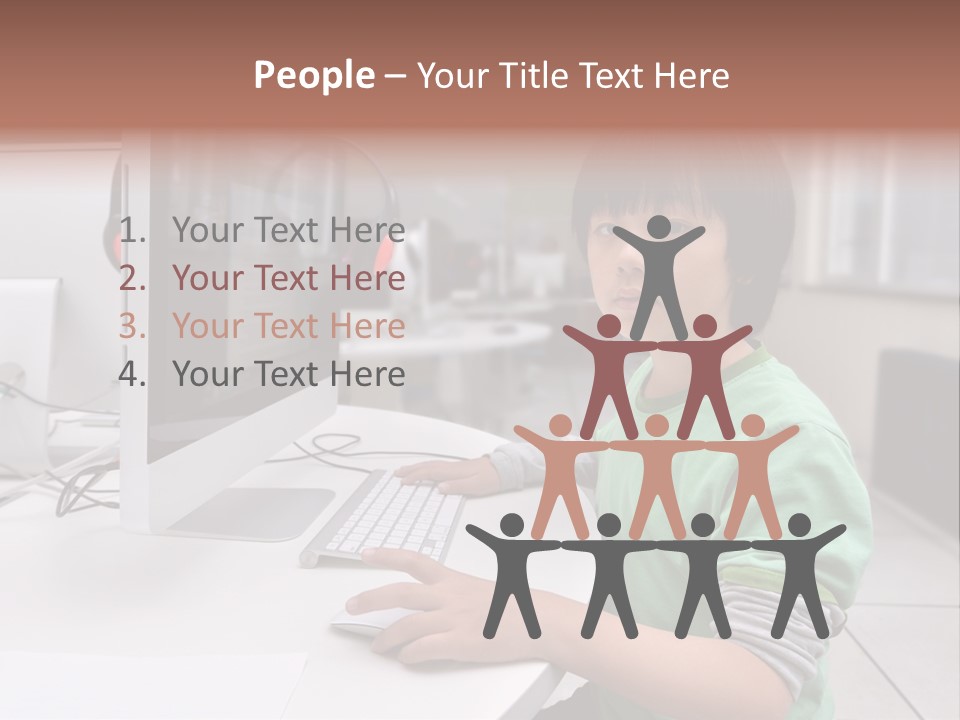 Child White Handsome PowerPoint Template