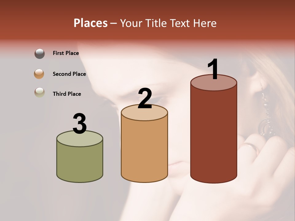 Thoughtful Fingers Woman PowerPoint Template