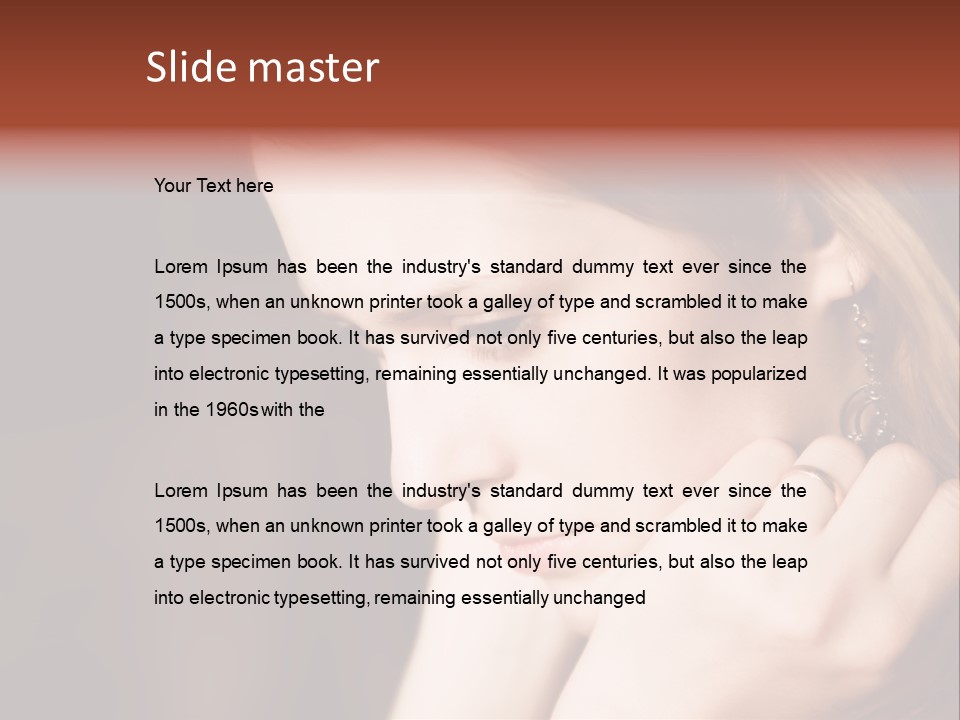 Thoughtful Fingers Woman PowerPoint Template