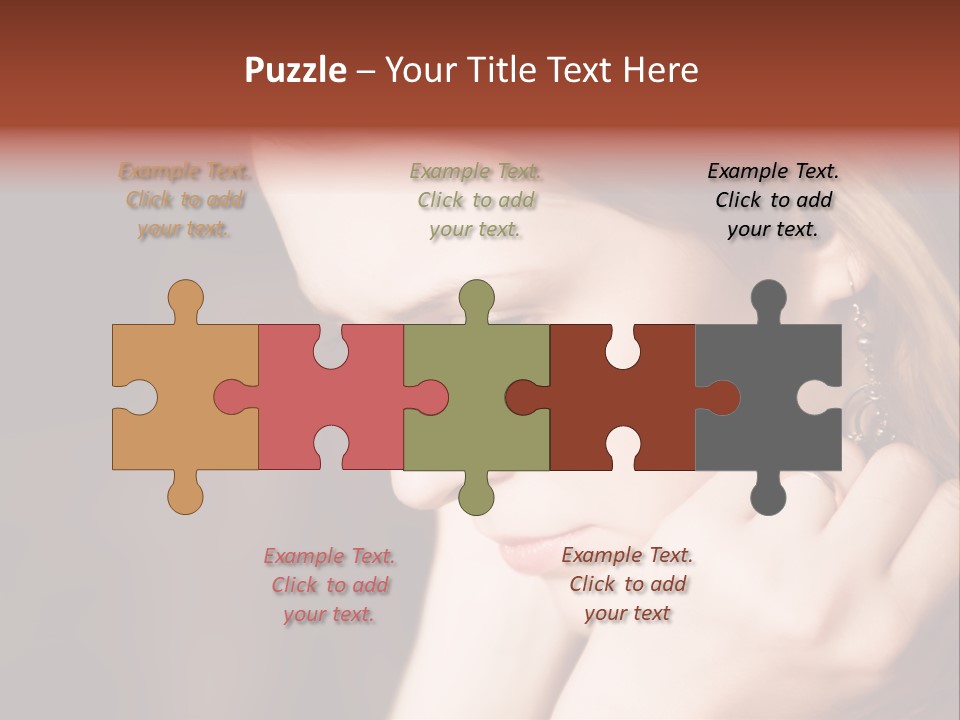 Thoughtful Fingers Woman PowerPoint Template