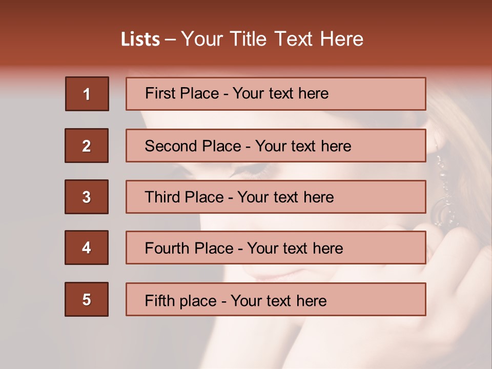 Thoughtful Fingers Woman PowerPoint Template
