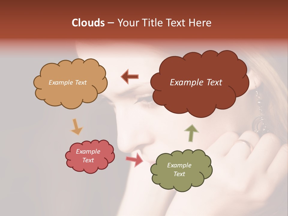 Thoughtful Fingers Woman PowerPoint Template