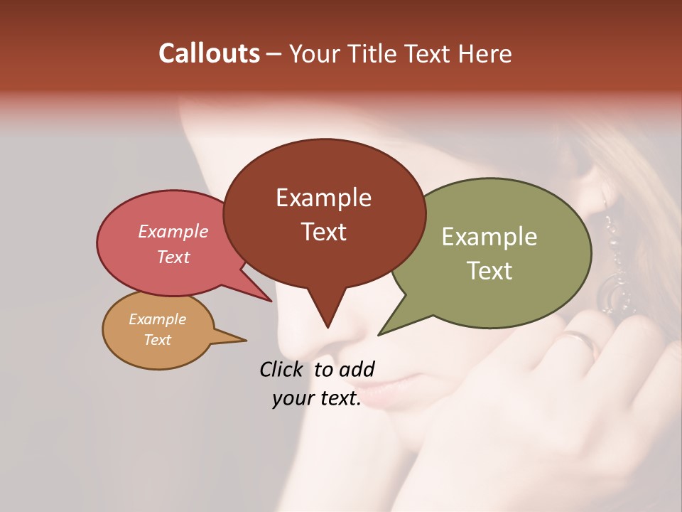 Thoughtful Fingers Woman PowerPoint Template