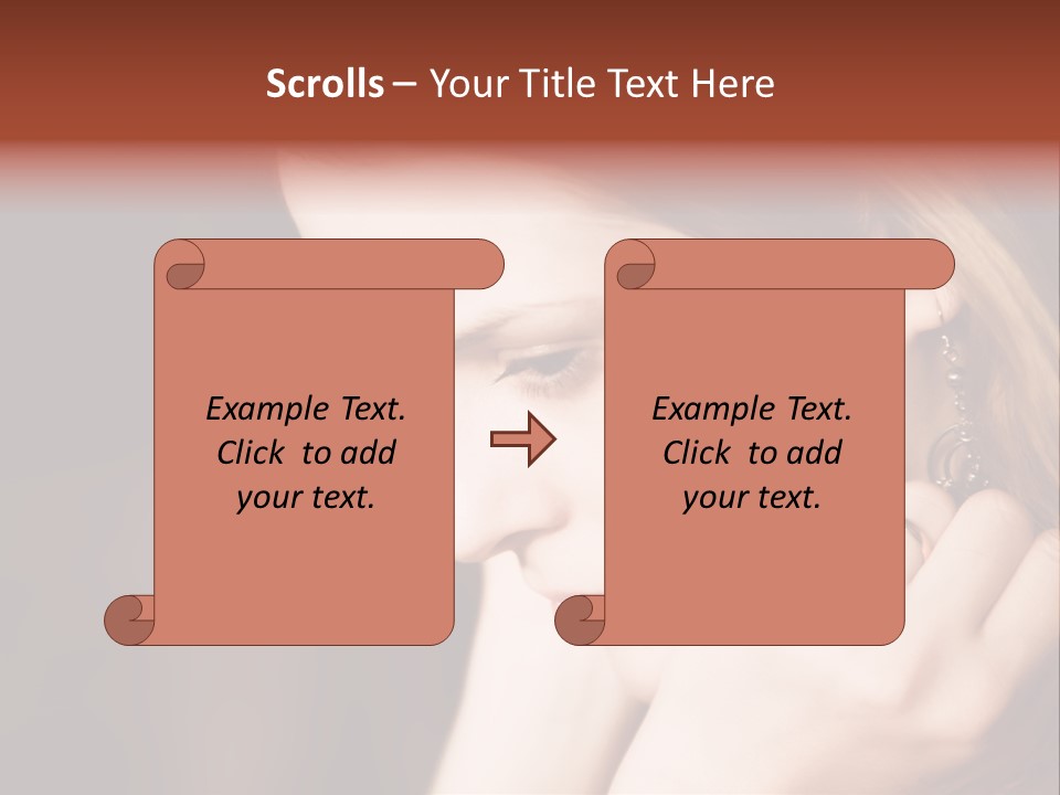 Thoughtful Fingers Woman PowerPoint Template