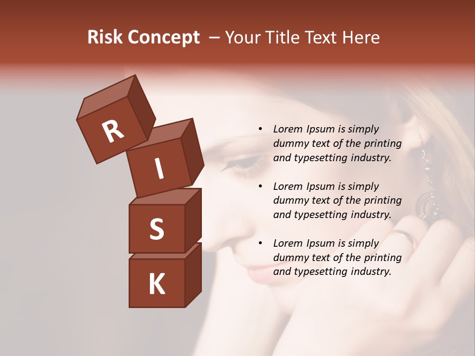 Thoughtful Fingers Woman PowerPoint Template