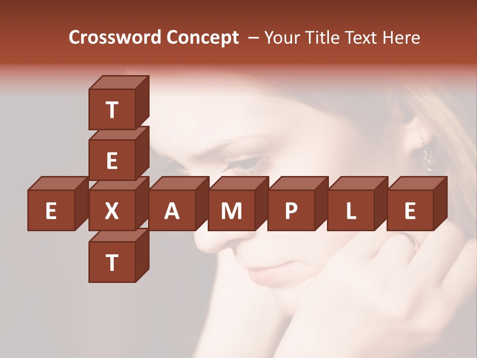 Thoughtful Fingers Woman PowerPoint Template