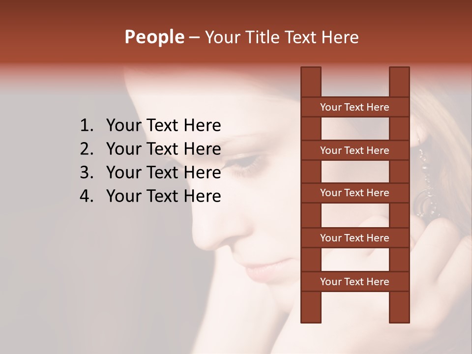 Thoughtful Fingers Woman PowerPoint Template