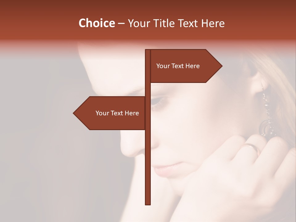 Thoughtful Fingers Woman PowerPoint Template