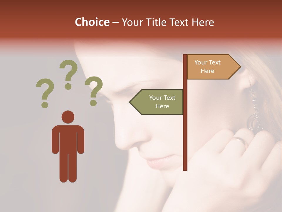 Thoughtful Fingers Woman PowerPoint Template