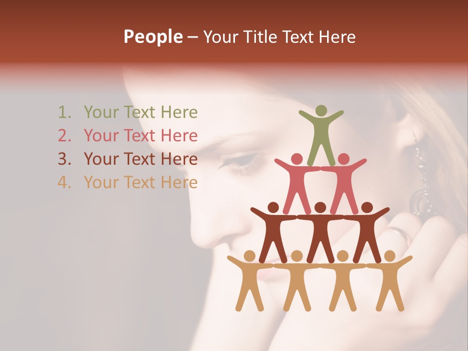 Thoughtful Fingers Woman PowerPoint Template