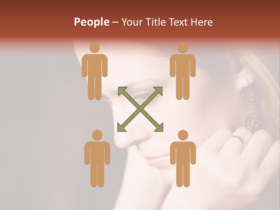 Thoughtful Fingers Woman PowerPoint Template