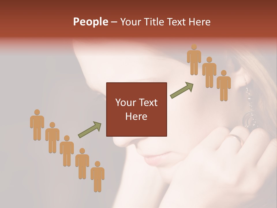 Thoughtful Fingers Woman PowerPoint Template