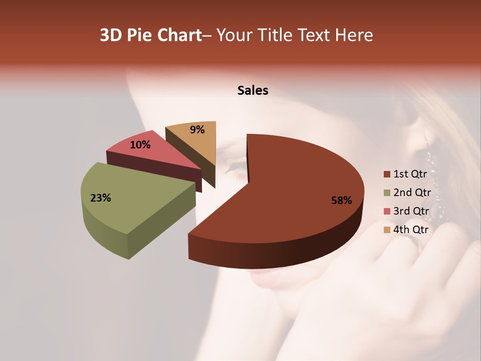 Thoughtful Fingers Woman PowerPoint Template