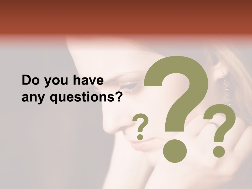 Thoughtful Fingers Woman PowerPoint Template