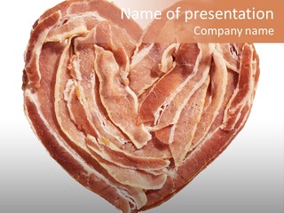 A Heart Shaped Piece Of Bacon On A White Background PowerPoint Template