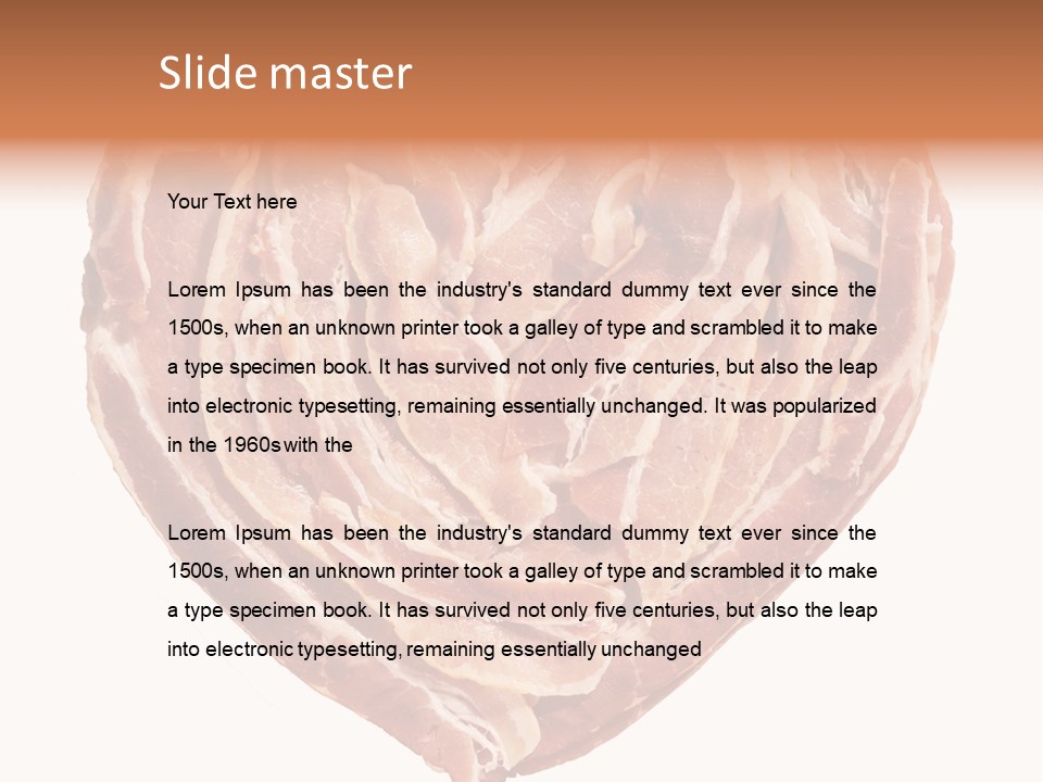 A Heart Shaped Piece Of Bacon On A White Background PowerPoint Template