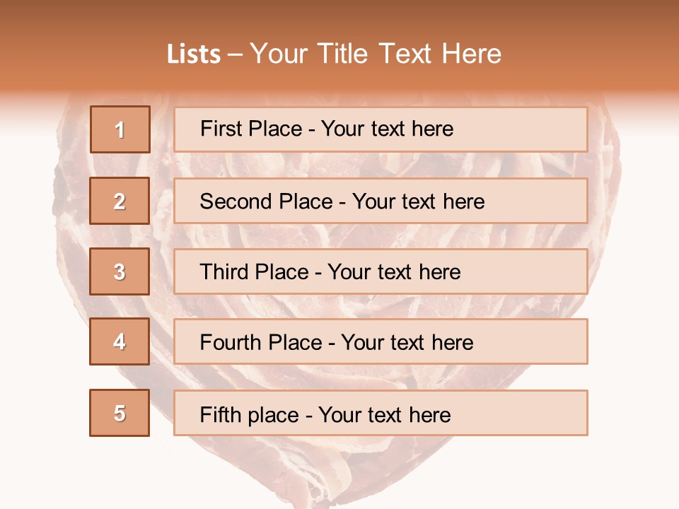 A Heart Shaped Piece Of Bacon On A White Background PowerPoint Template