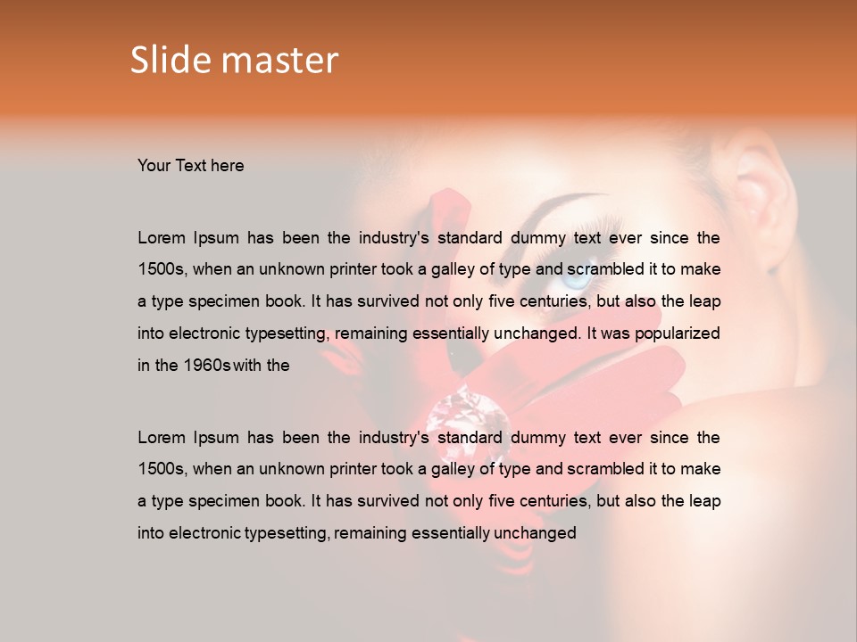 A Woman With Red Gloves And A Ring On Her Finger PowerPoint Template