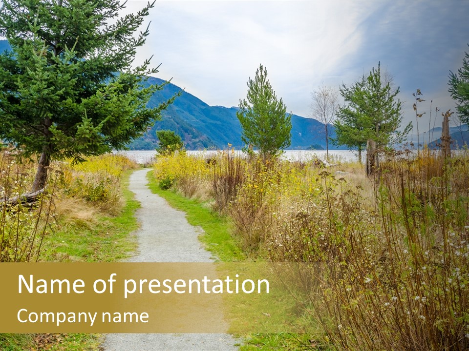 Scenery Gold Hike PowerPoint Template