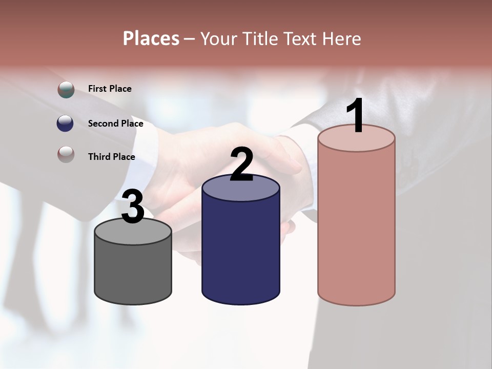 Two People Shaking Hands In Front Of A Group Of People PowerPoint Template