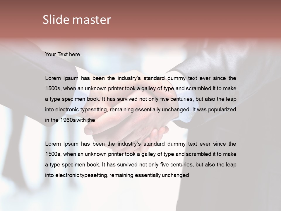 Two People Shaking Hands In Front Of A Group Of People PowerPoint Template