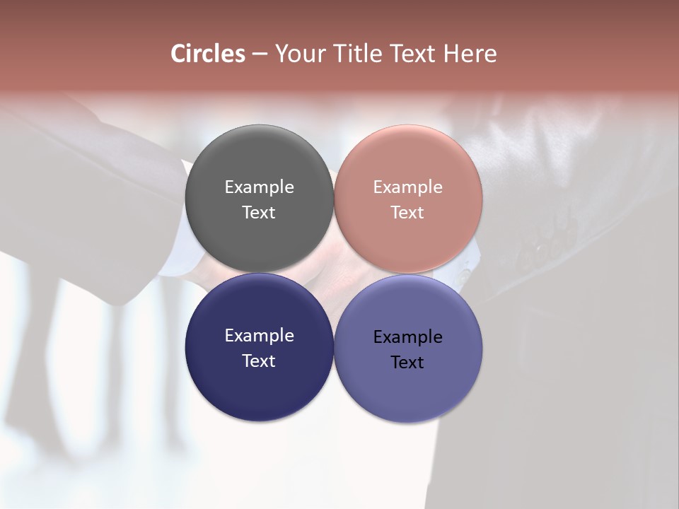 Two People Shaking Hands In Front Of A Group Of People PowerPoint Template