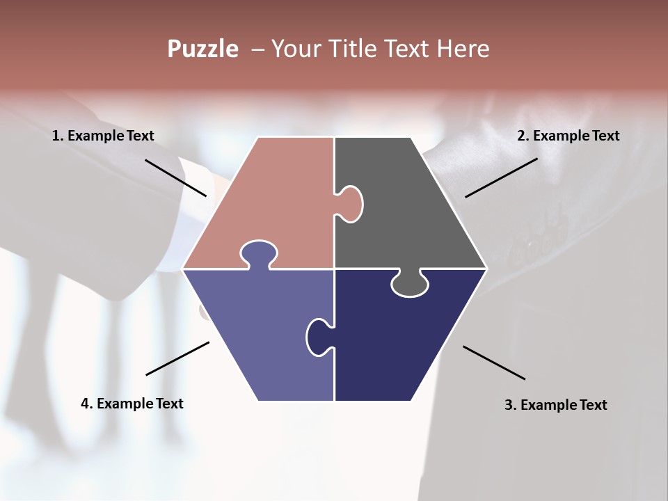 Two People Shaking Hands In Front Of A Group Of People PowerPoint Template