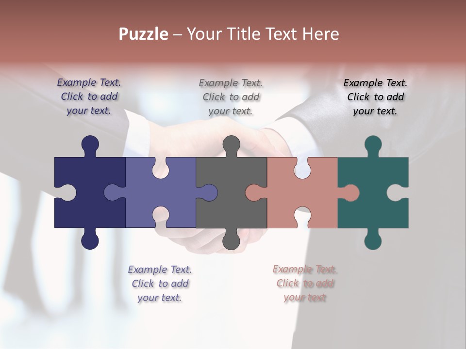 Two People Shaking Hands In Front Of A Group Of People PowerPoint Template