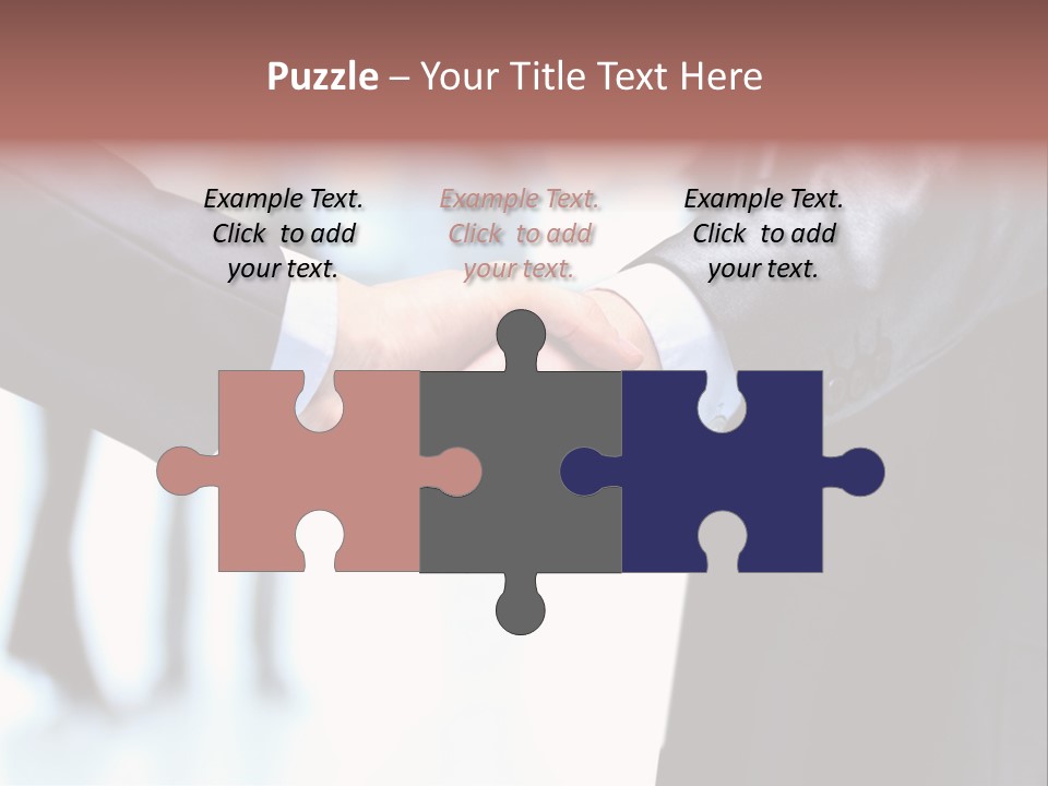 Two People Shaking Hands In Front Of A Group Of People PowerPoint Template