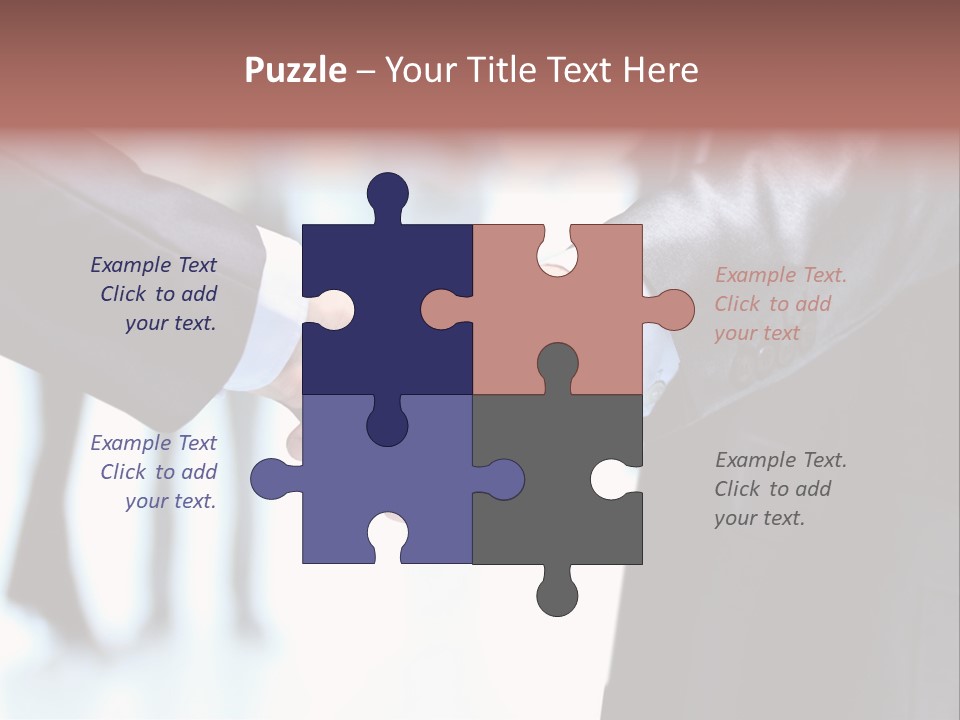 Two People Shaking Hands In Front Of A Group Of People PowerPoint Template