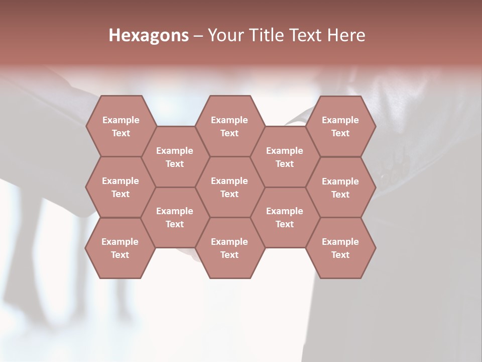 Two People Shaking Hands In Front Of A Group Of People PowerPoint Template