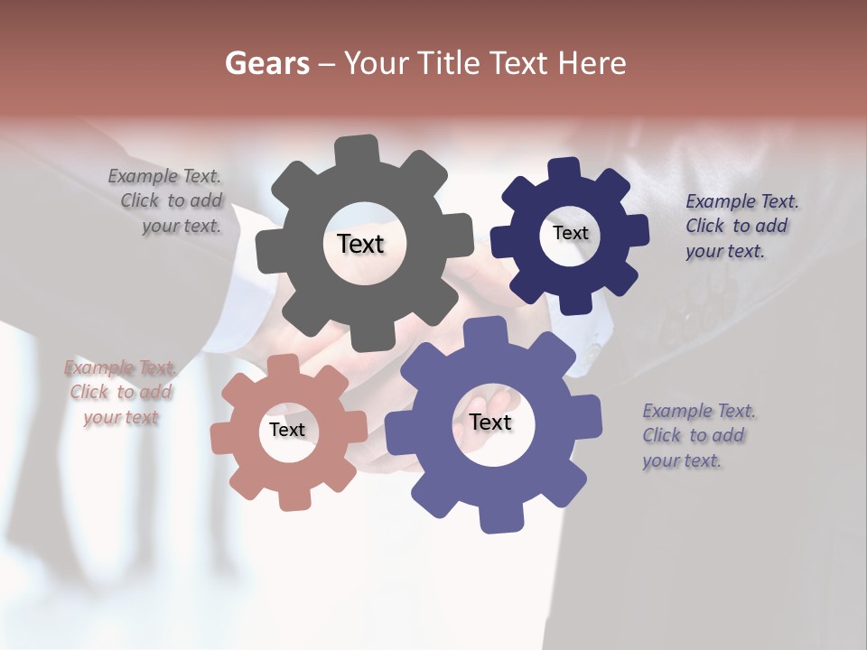 Two People Shaking Hands In Front Of A Group Of People PowerPoint Template