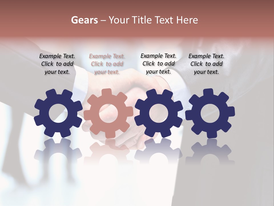 Two People Shaking Hands In Front Of A Group Of People PowerPoint Template