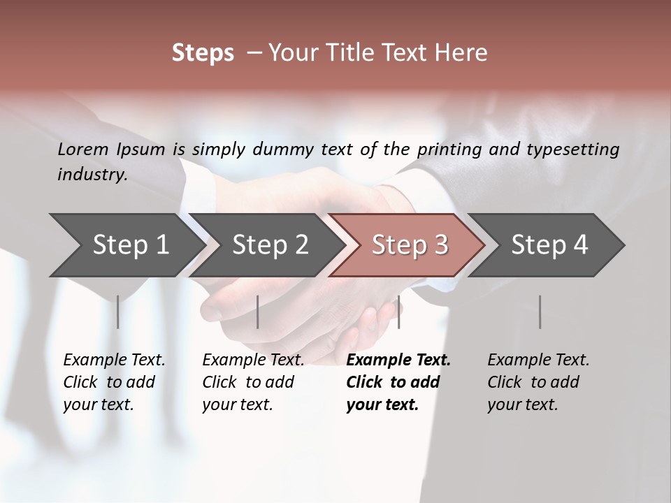 Two People Shaking Hands In Front Of A Group Of People PowerPoint Template