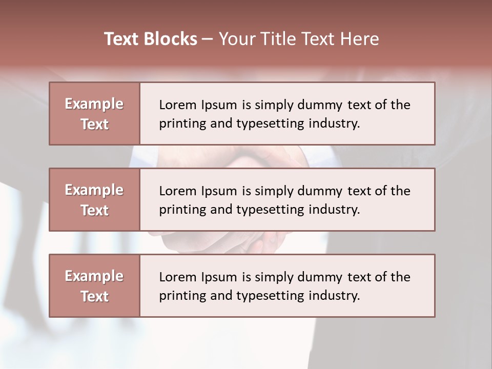 Two People Shaking Hands In Front Of A Group Of People PowerPoint Template